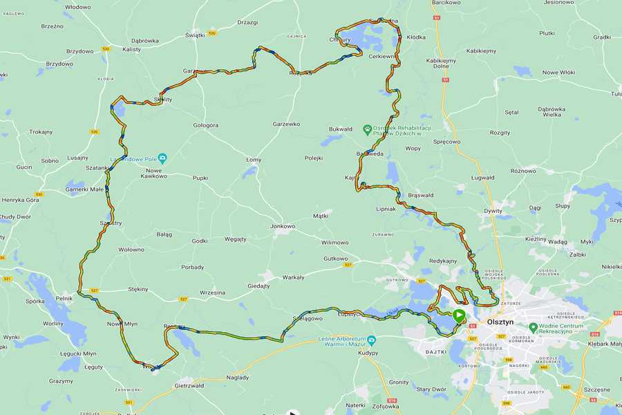 Warneland 2023 mapka trasy 100km