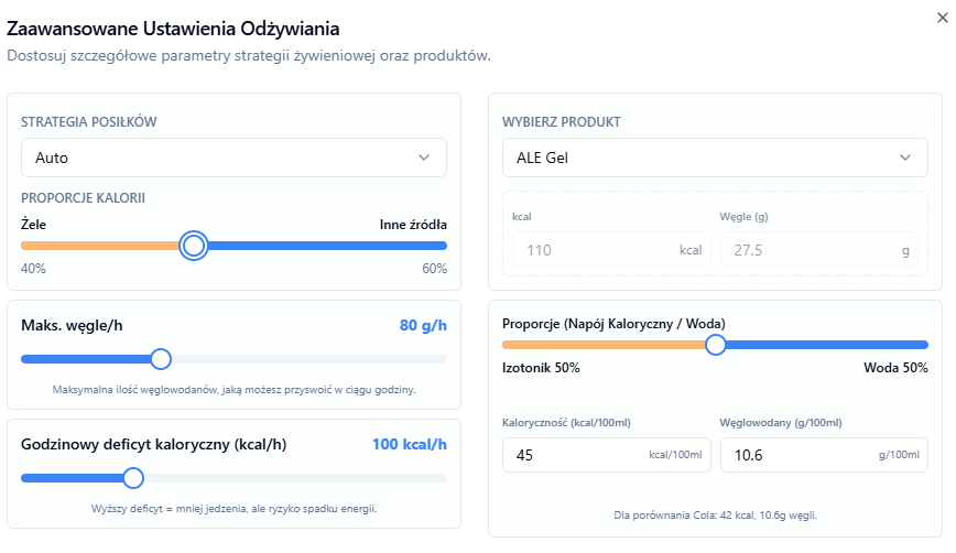 Planarun kalkulator żywieniowy – jak zaplanować jedzenie na ultra 3 Planarun kalkulator żywieniowy