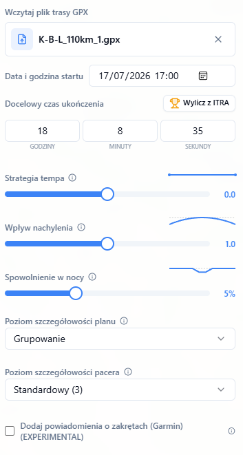 Planarun konfiguracja planu - jak ułożyć strategię na ultra 3 planarun suwaki konfiguratora